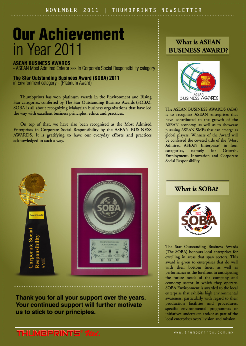  ASEAN Business Awards (ABA)  & The Star Outstanding Business Award (SOBA) 2011